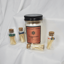 Load image into Gallery viewer, Wooden Matches with Glass Jar, mini 25 ml jar with 25 wooden matches 1.75" colored tip, with white background